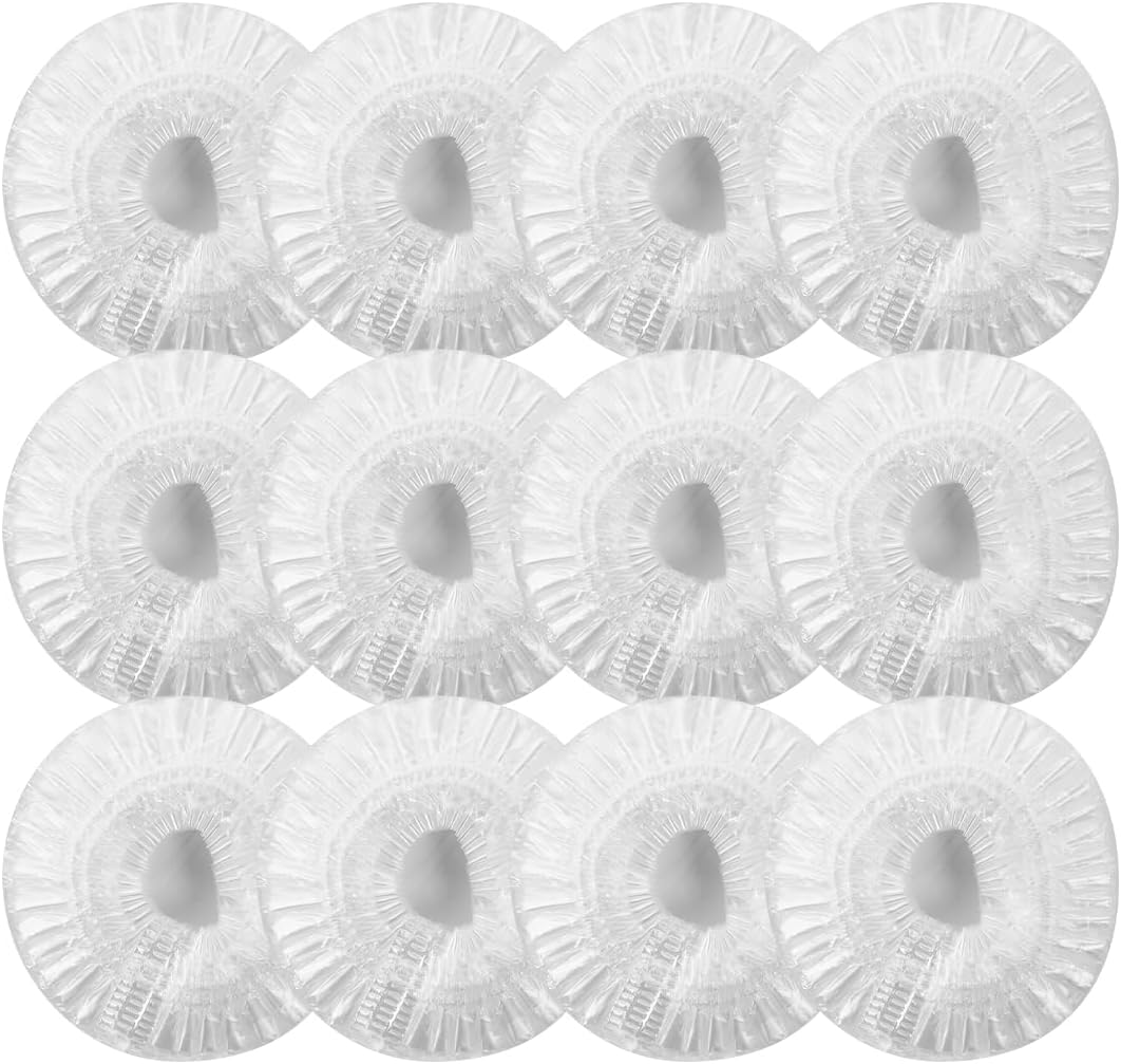 UTSAUTO 100 Pcs Disposable Shower Caps, 16.5" Thickening Plastic Hair Caps for Bath, Hair Treatment, Conditioning in Home Hotel Travel. (Clear White)