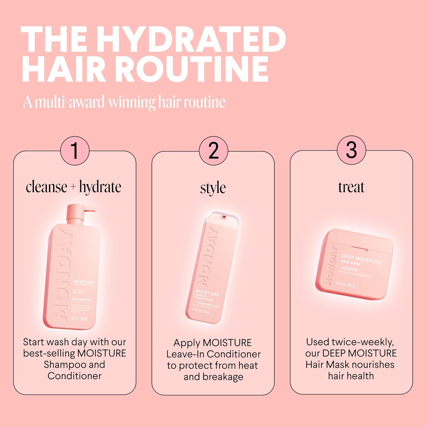 MONDAY HAIRCARE Moisture Shampoo for Dry, Coarse, Stressed, Coily & Curly Hair, Made from Coconut Oil, Rice Protein, Shea Butter, & Vitamin E, 798Ml