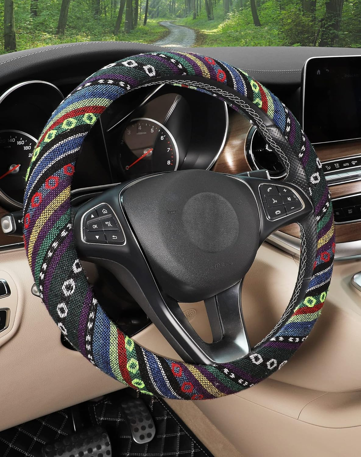 SEG Direct Black Plush Winter Auto Car Steering Wheel Cover Universal 15 Inch