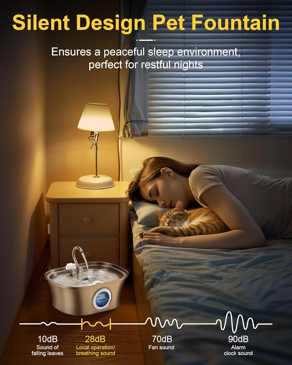 Homrich Cat Water Fountain - 3.2L Stainless Steel - Cat & Dog Water Fountain - 8 Filters & Foam Pre-Filter image number 5