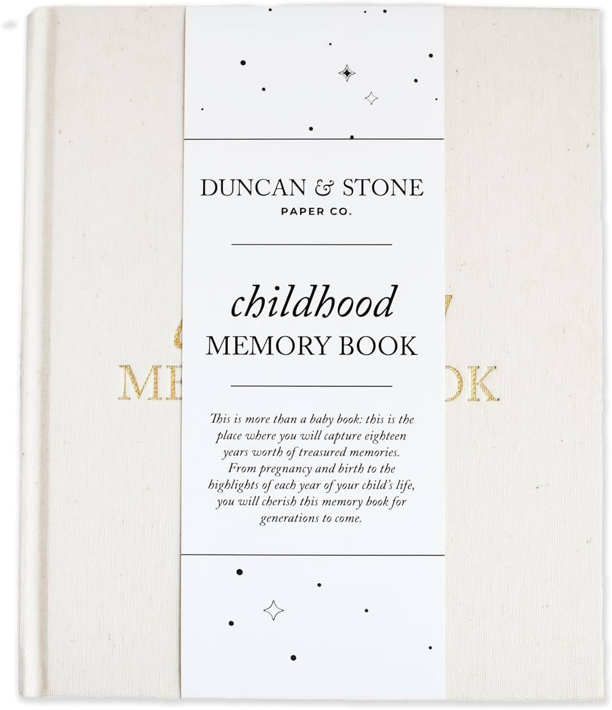 DUNCAN & STONE PAPER CO. Childhood Memory Book (Cream, 175 Pages) - Pregnancy to Year Eighteen Memory Journal for Parents