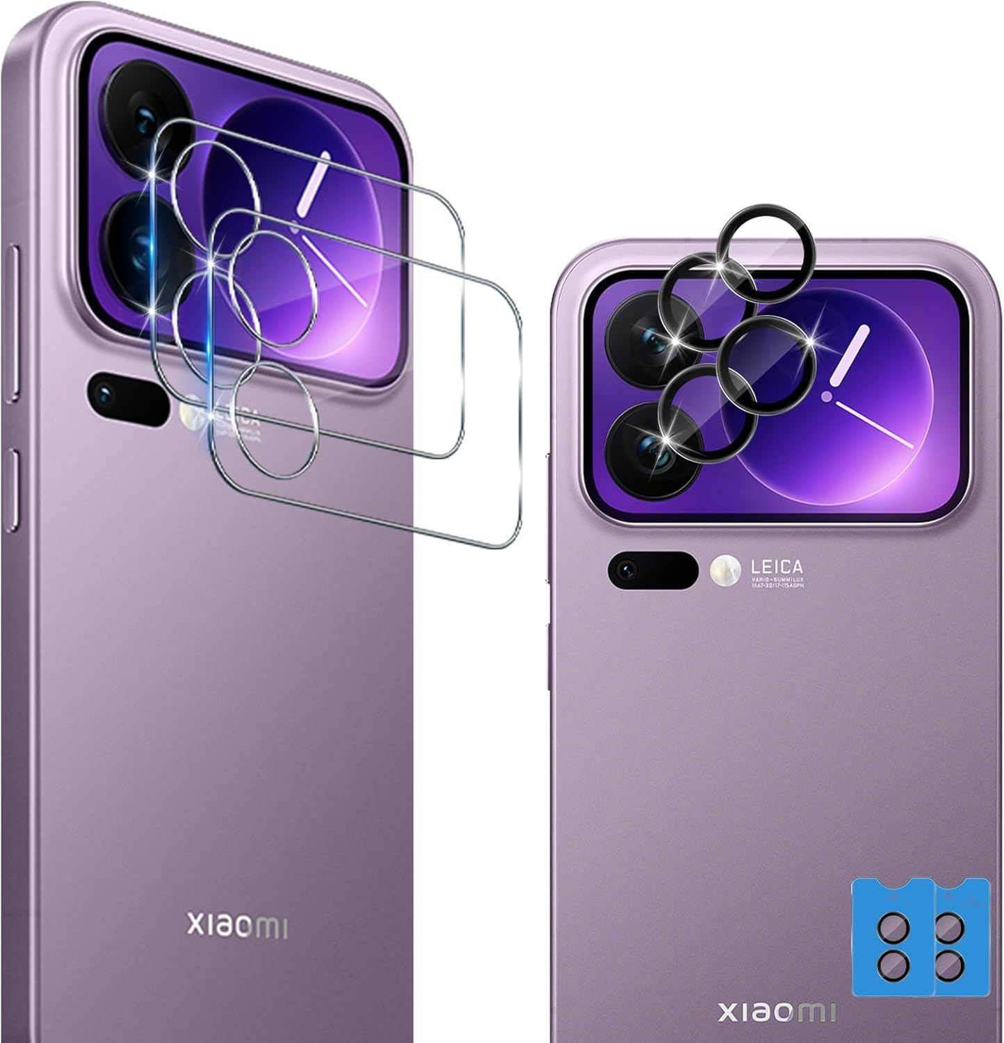 Xunzii Pack of 2 Camera Protection for Xiaomi Mi 17 Pro Max for Tempered Glass, 9H Hardness Anti-Scratch Lens Protective Film, HD Clear Lens Glass Film, Anti-Scratch Rear Camera Protection image number 1