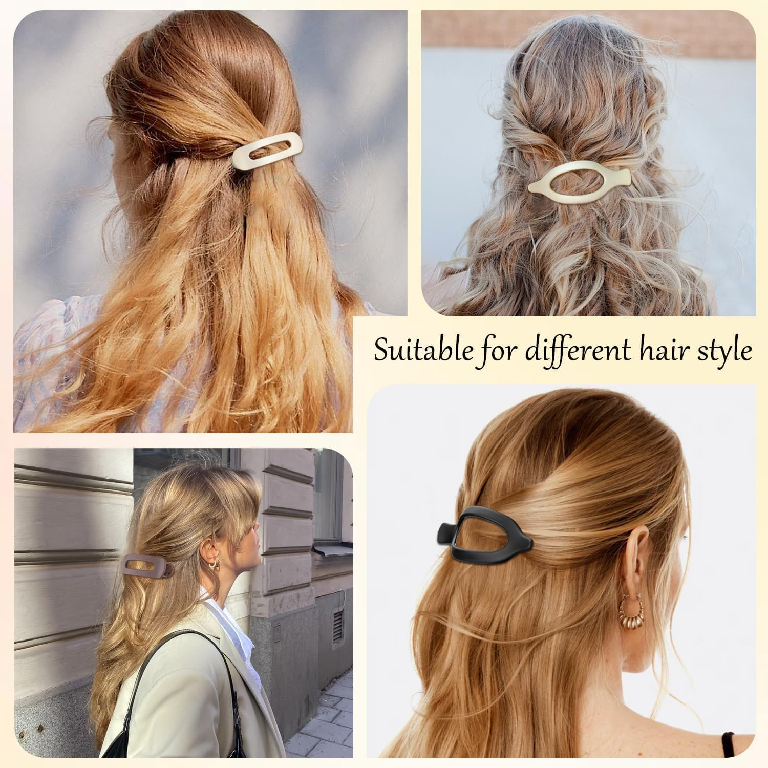 French Concord Lay Flat Claw Clips, 8Pcs French Concord Curved Flat Hair Clip,French Concord Flat Hair Clip Curved Hair Clip,French Concord Lay Flat Claw Clip,French Concord Claw Clip for Women,Set A - Set A image number 3