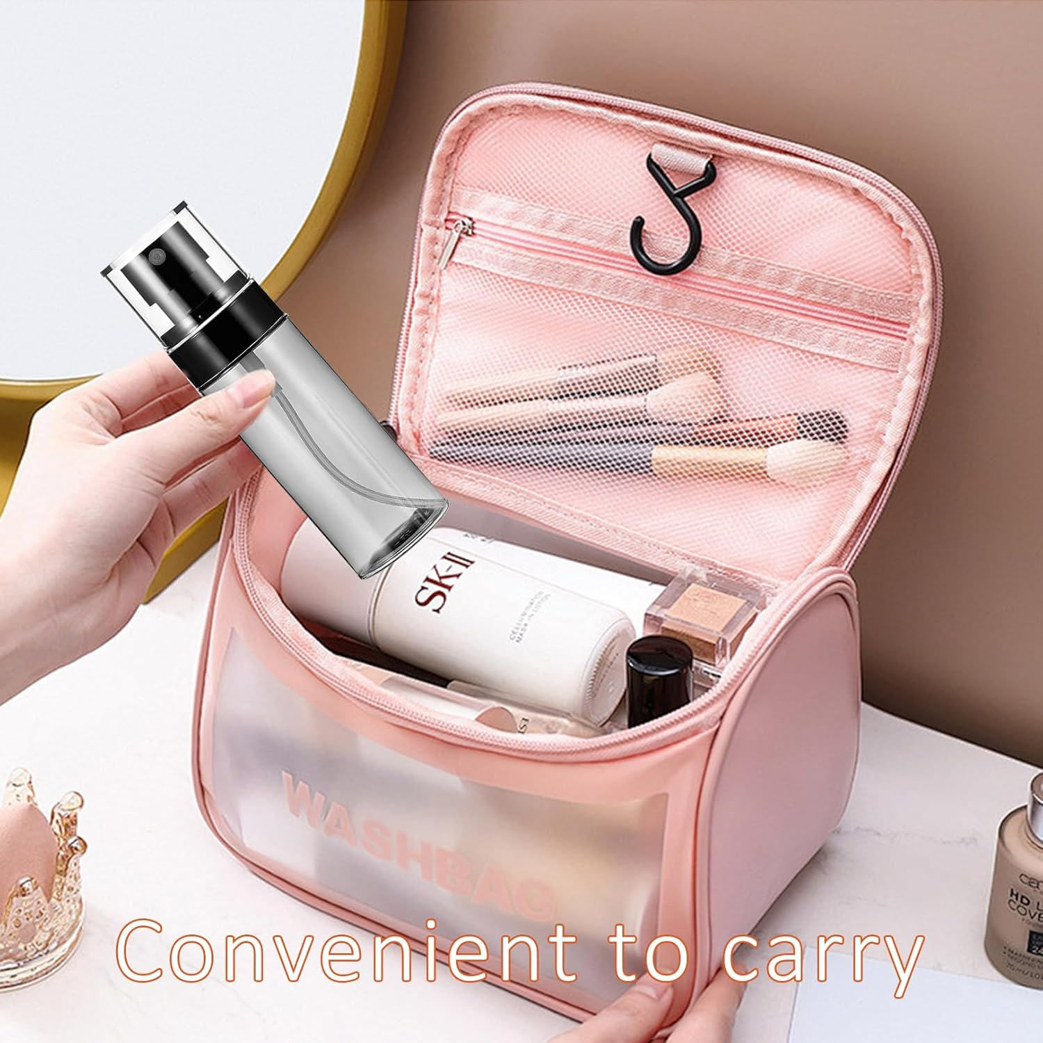 Pack of 2 60 Ml Transparent Black Spray Bottle, Small, Mini Spray Bottle, Pump Spray Bottle, Reusable, Small Spray Bottles for Filling, Spray Bottles Filling, for Perfume, Cleaning Agents image number 6