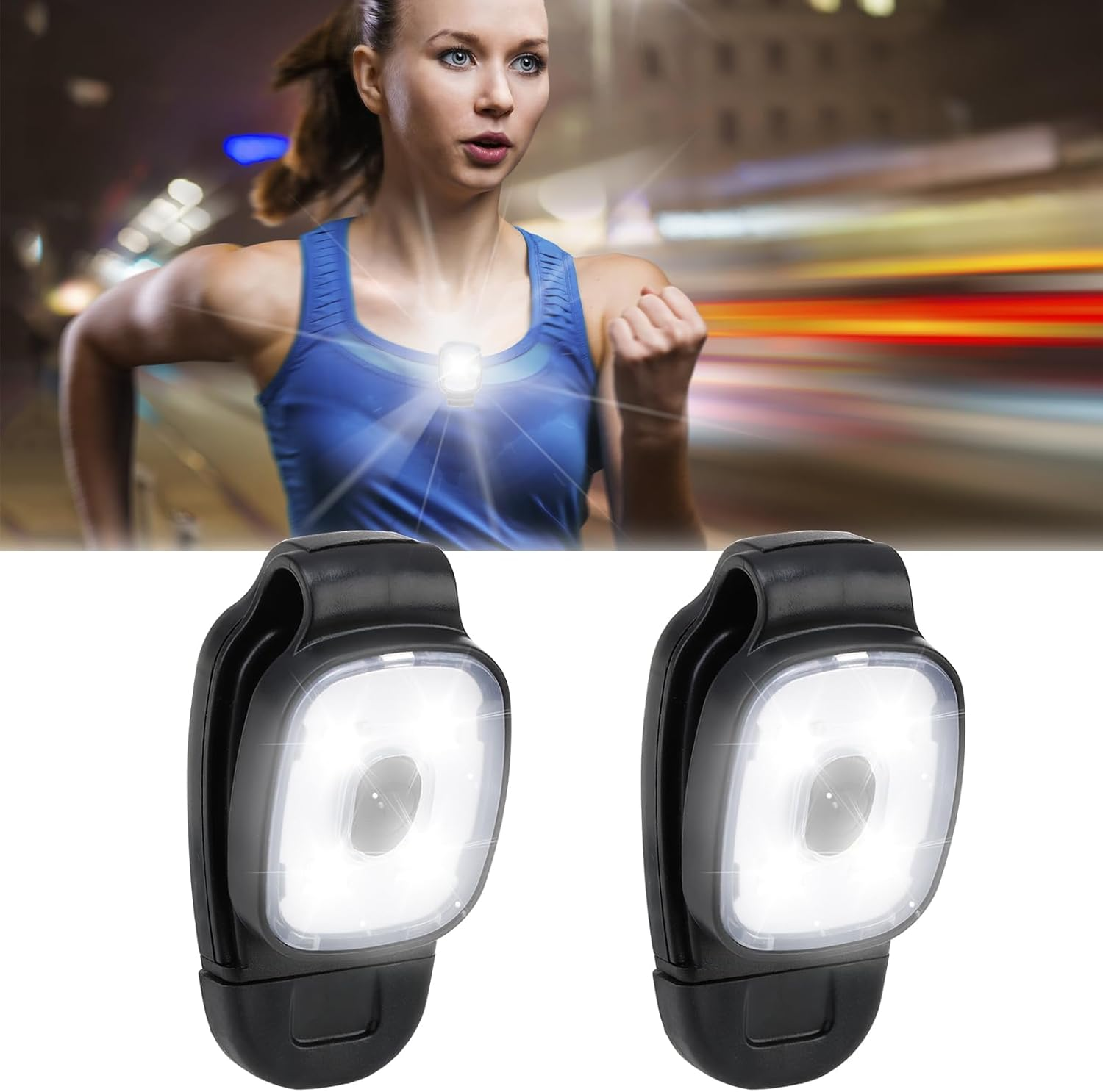 2 Pack Clip on Torch/Flashlight, LED Running Lights for Runners USB Rechargeable Safety Lights for Walking at Night Hands Free Running Chest Light Dog Walking Hiking Joggers [Energy Class A++] image number 6