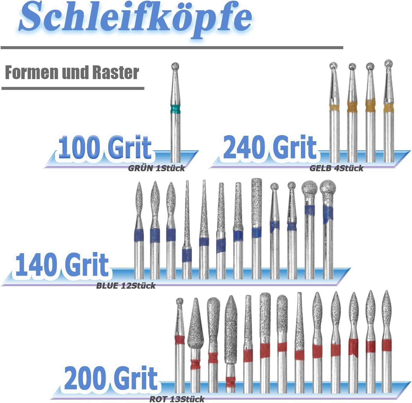 Mesee 30 Piece Nail Drill Bits, Diamond Nail Drill Set, Cuticle Drill Tools, Professional Nail Cutter Attachments, for Nail File, Manicure, Pedicure, Nail Care
