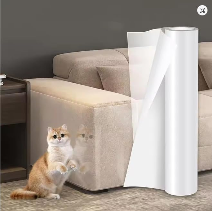 Tonsitian Cat anti Scratch Tape Transparent Furniture Protector, 30Cm X 5M Wear and Scratch Resistant Cat Scratch Deterrent Sticky Paws Tape for Carpet, Sofa, Couch, Door image number 4