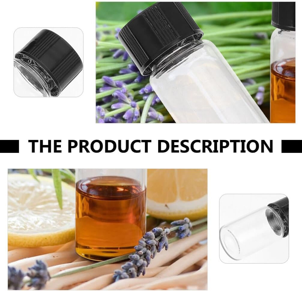 HOMSFOU Small Glass Vials, 30Pcs Clear Glass Sample Vials with Screw Cap Sampling Glass Bottles Sample Cosmetic Specimen Liquid Vials Storage Container 20Ml Lab Sample Vials, image number 5