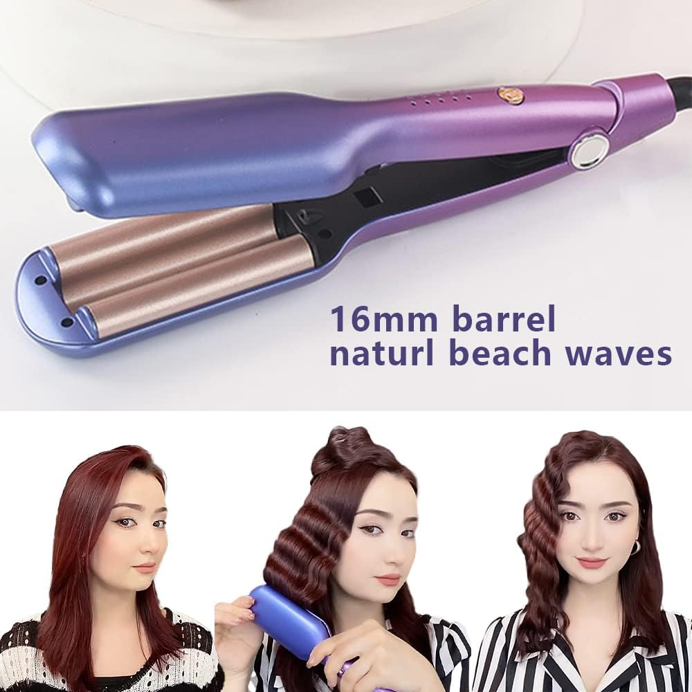 TOHUAN 16Mm 3 Barrels Hair Waver Curling Iron Wand Eggroll Adjustable Temperature Ceramic Wave Hair Curler Iron Curly Crimper Tools