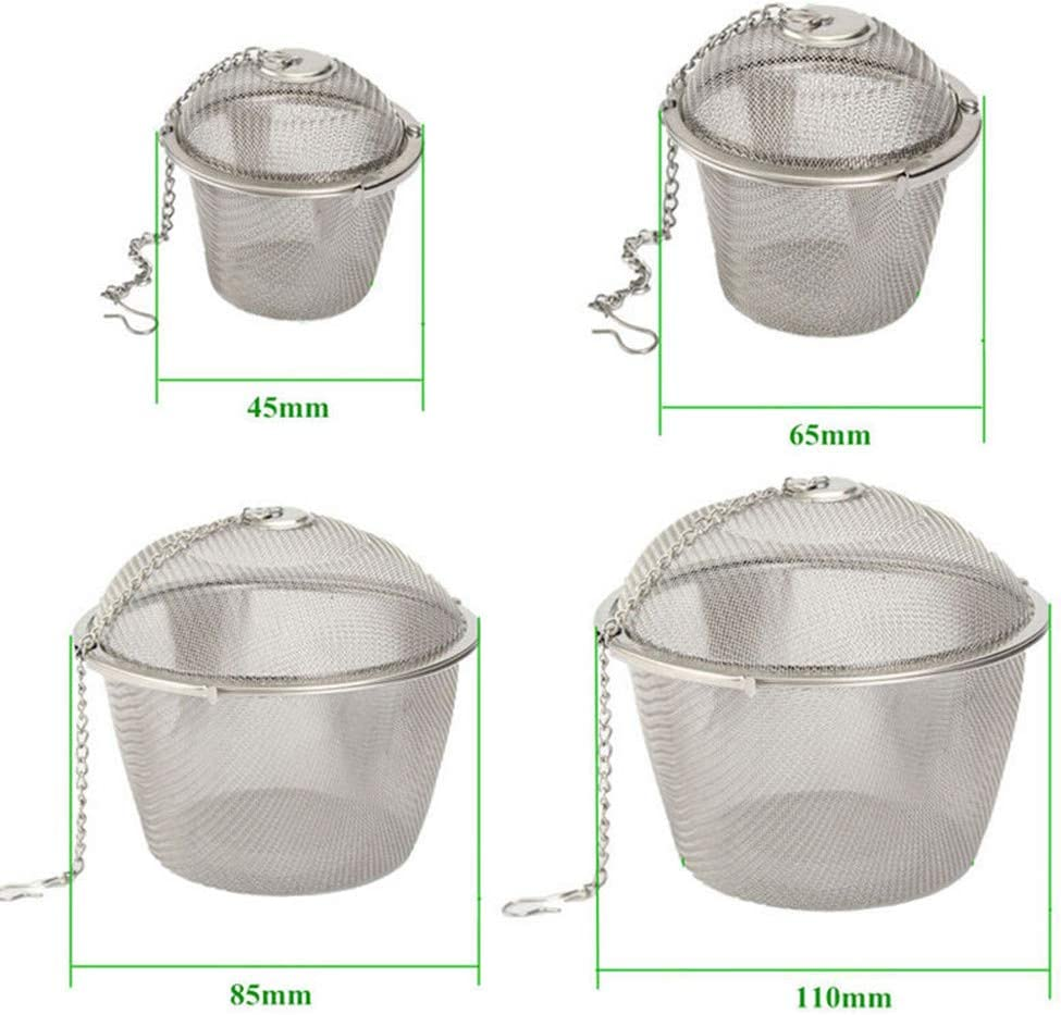 Shuo 4 Size Stainless Steel Tea Strainer Infuser Tea Ball Locking Ball Tea Spice Mesh Herbal Ball Cooking Tools with Chain image number 4