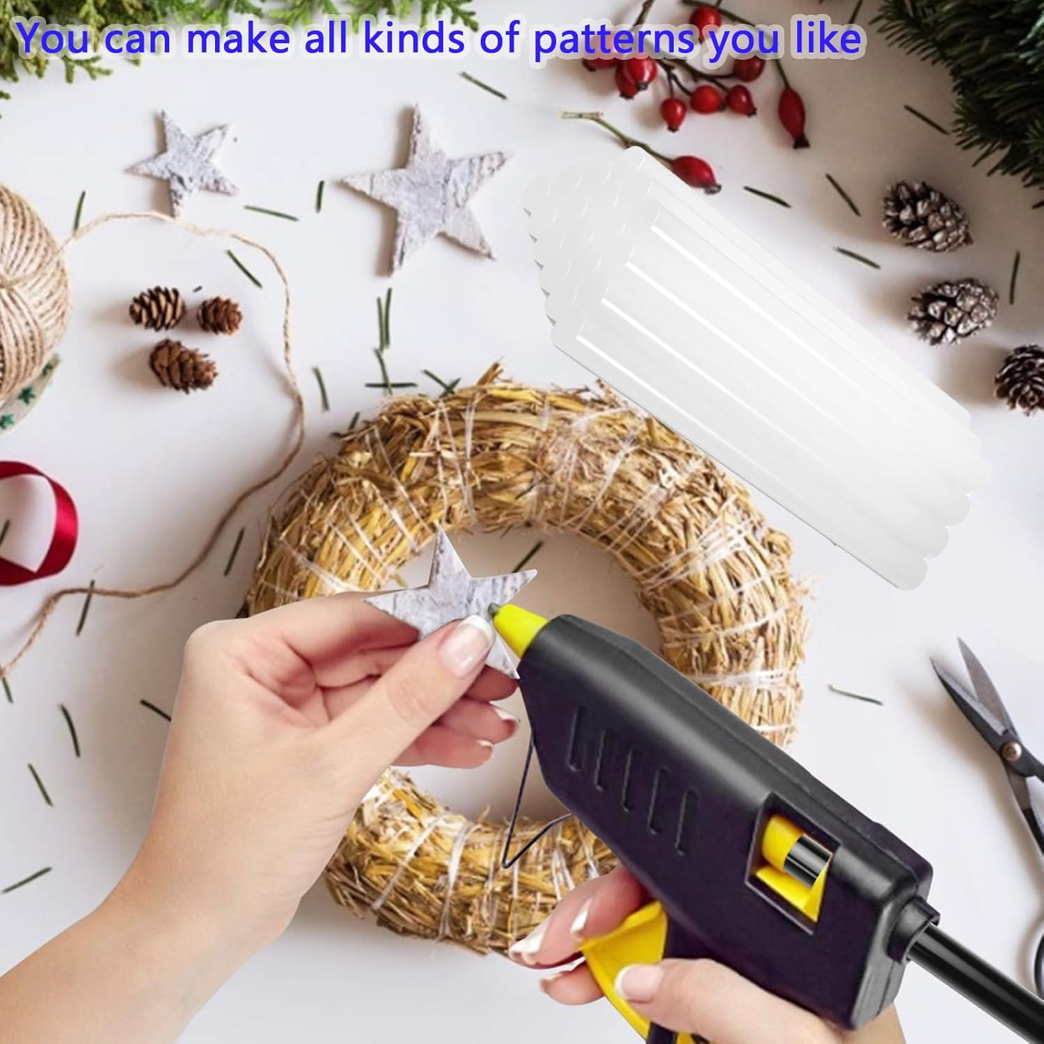 Hot Glue Sticks,Bonlaer Clear Mini Adhesive Sticks for Glue Gun,Hot Glue Gun Sticks for Adults Kids DIY Art Craft Stamp Repairs Gluing Projects,Pack of 110,10X0.7CM image number 1