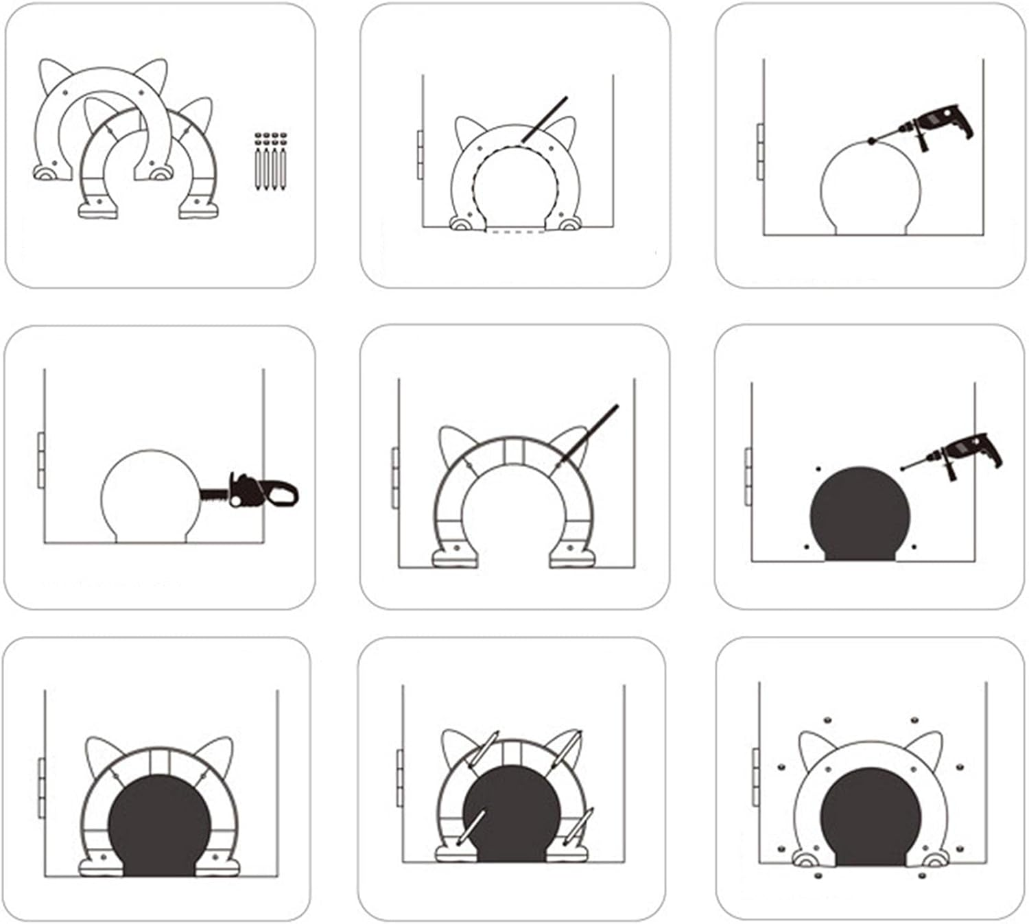 Cat Doors for inside - 2 Way Cat Corridor Pet Door,Pet Door Install Easily with Screws, Privacy for Cat Litter Box or Automatic Feeder Pisole image number 3