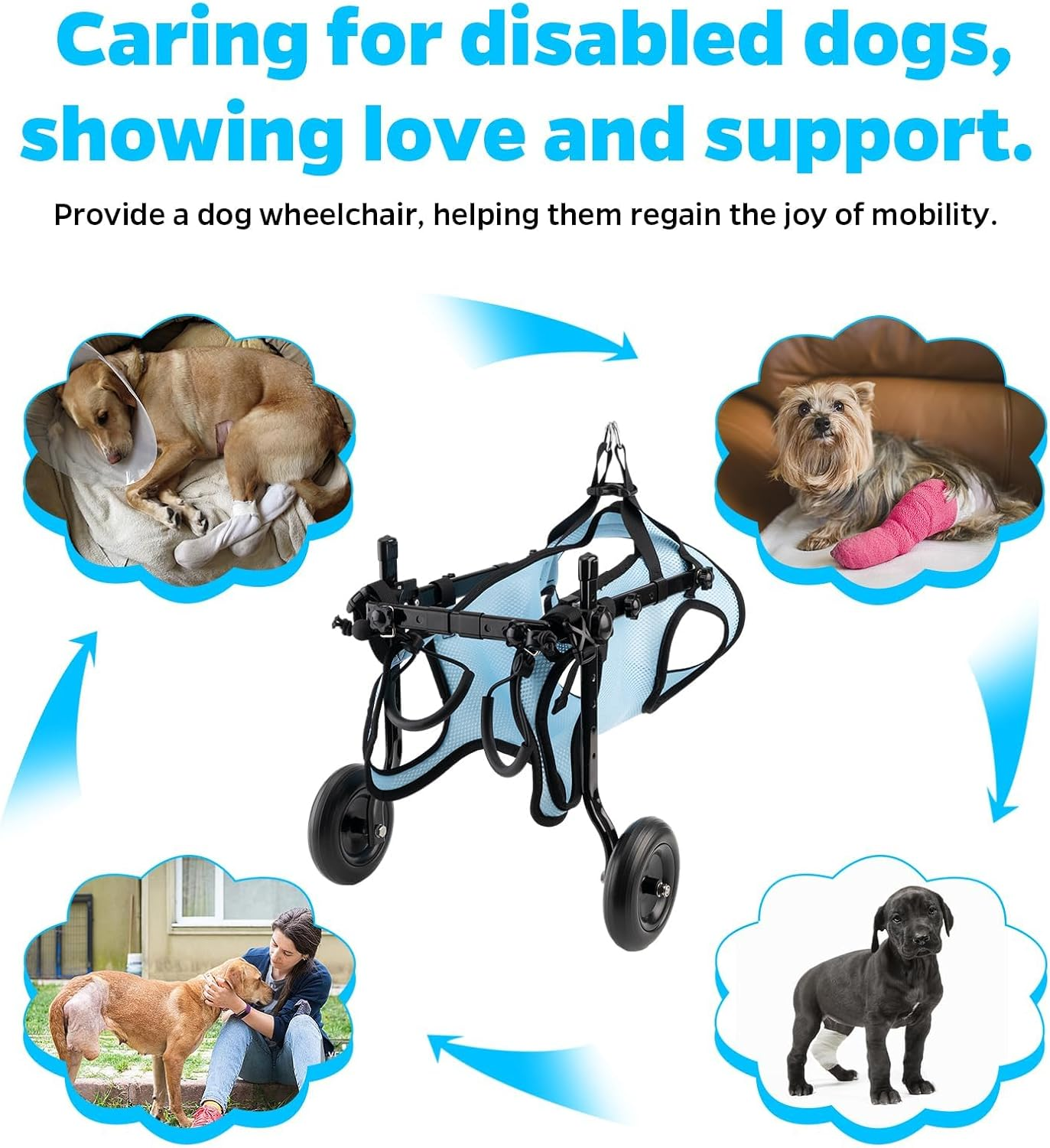 Celestaura Dog Wheelchair for Back Legs, Dog Wheelchair Cart, Doggy/Cat Wheelchair with Disabled Hind Legs Walking, Mobility Aids for Small Pets Hind Limbs, Dog Carts with Wheels, Light Weight,S image number 4