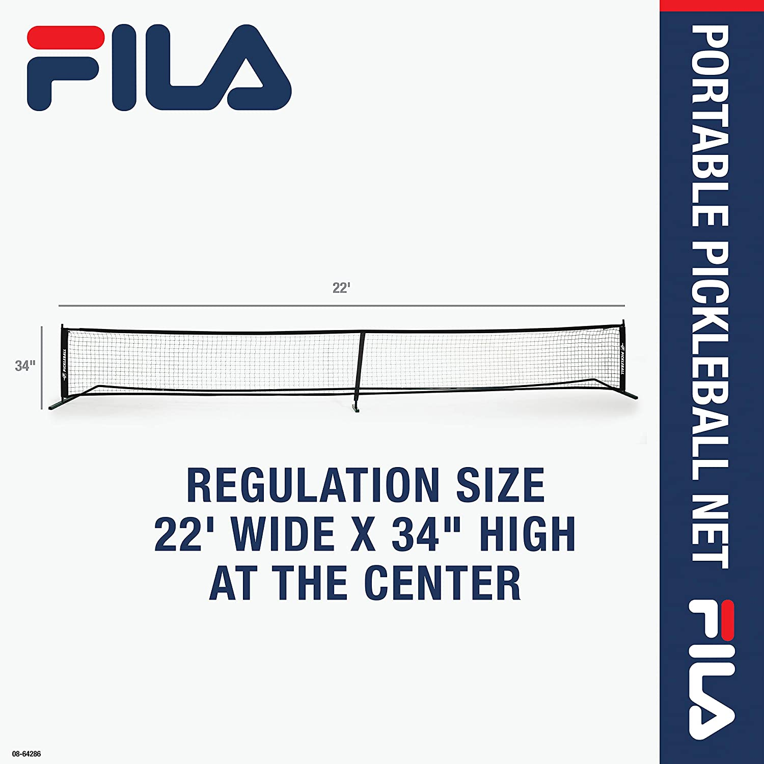 FILA Pickleball Net - 22 Ft X 3 Ft Regulation Size, Black Nylon Mesh, Includes Carry Bag, Quick & Easy Setup image number 1