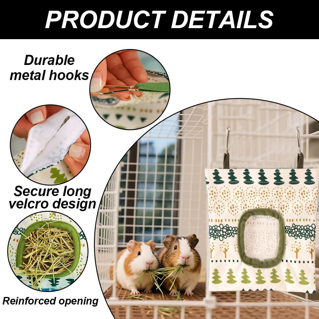 2 Pcs Hay Bags for Rabbits Rabbit Hay Carrier Rabbit Hay Bag Hay Feeder Bag Hanging Hay Bag Small Animals Hay Carrier for Rabbits Feeder Guinea Pig image number 5