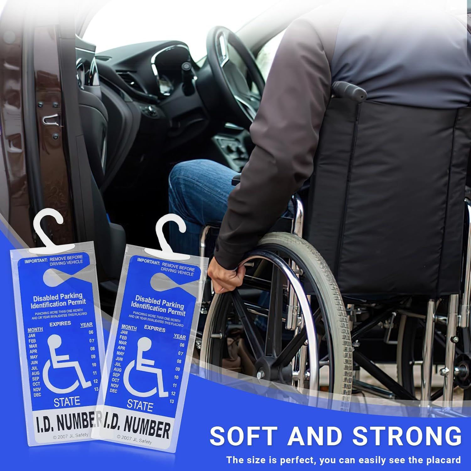 8 PCS Handicap Placard Holder, Plastic Disabled Parking Permit Holder with Large Hanger, Transparent Disabled Placard Holder for Car (Transparent) image number 2