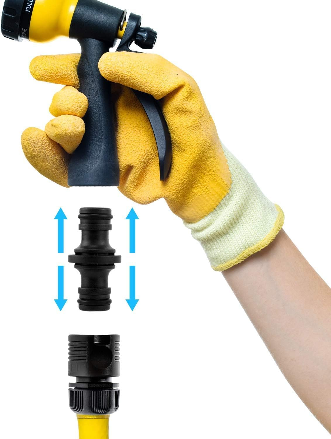 10 Pcs Double Male Connectors, Plastic Hose Connector 1/2 Inch Quick Connector Snap Fit Extender for Xtension for Garden Hoses Join Hose Pipe Tube Hose Coupling, Two Ways for Garden and Home Tap - White image number 6