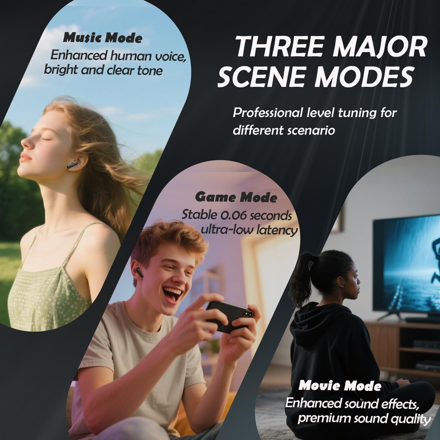 AI Translation Earbuds Real Time, 5 in 1 Translator Earbuds with LCD Touch Screen, 144 Language Bluetooth 5.4 Translator Headphones for Ios Android,Translator Device for Travel Business Learning,Black image number 4