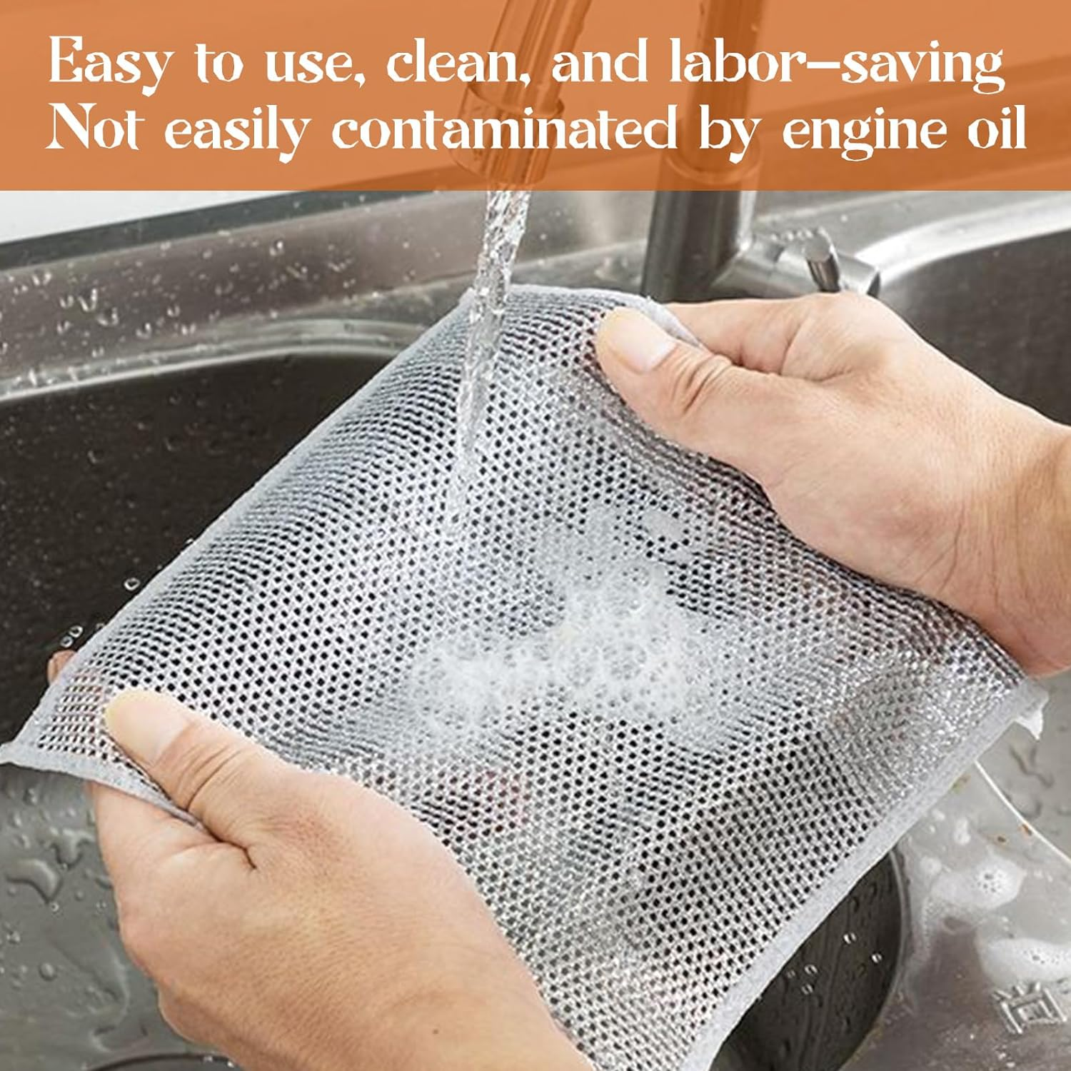 5Pcs Wire Miracle Cleaning Cloths for Wet and Dry, Reusable Non Scratch Wire Dishwashing Rags, for Effortlessly Removes Stubborn Stains from Dishes,Pots,Grills,Stoves image number 3