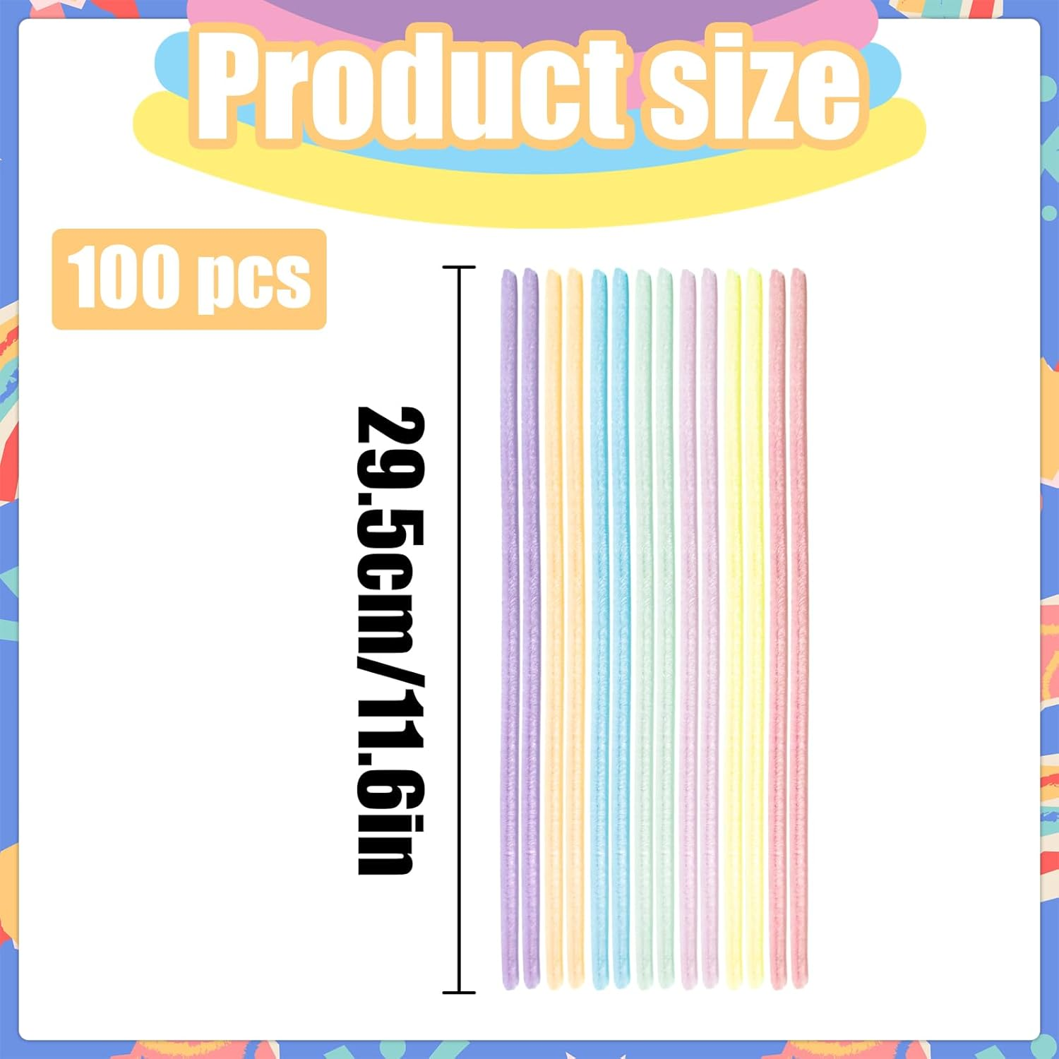 Pipe Cleaners Set, 100 PCS Macaron Colors Fuzzy Sticks Pipe Cleaners for DIY Arts Crafts Project (7 Mixed Colors) image number 4