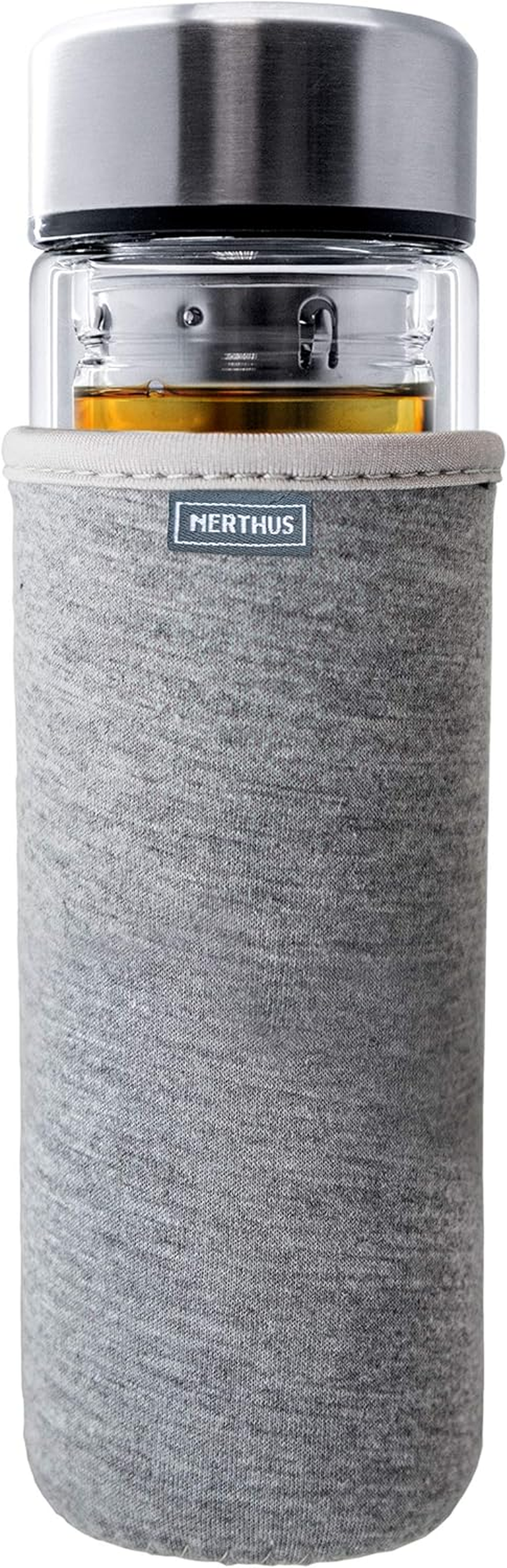 Nerthus FIH 664 Filter 350 ML, Insulated with Double Wall, Infuser Bottle, Flask, Travel Mug, Teapot, 0.35 L, Glass - Transparent image number 4