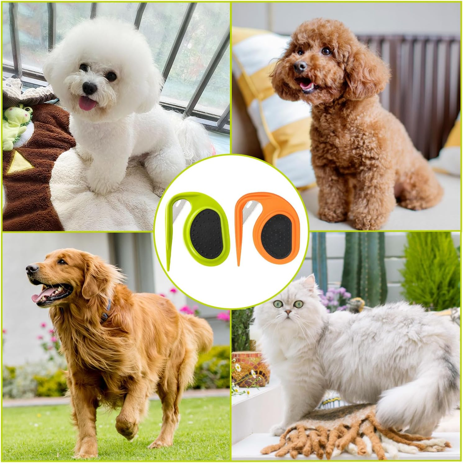 Pet Knotting Comb, Pack of 2 Cat Dematting Knives, Dematting Knife with Steel Blade, Knot Comb for Cats, Dematting Comb for Dogs, Knotting Comb Cats, for Removing Matted and Loose Hair image number 2