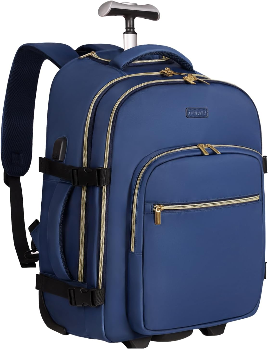 DEVPNR Rolling Backpack for Women, 17Inch on Laptop Travel Backpack with Wheels, under Seat Airplane, Overnight Business Bag