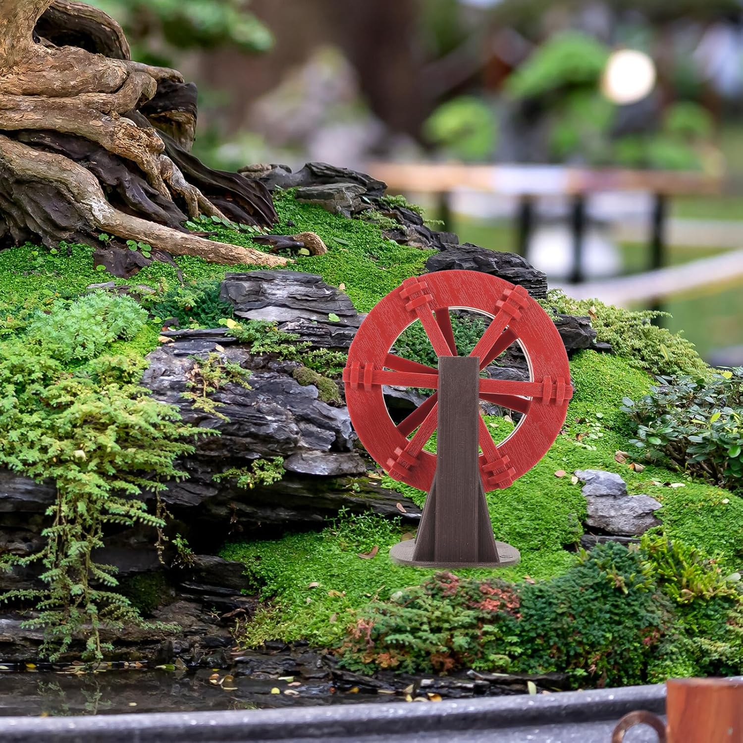 DOITOOL Vintage Style Plastic Water Wheel Fountain Accessory for Outdoor Fish Tank Decor Lightweight Craftsmanship for DIY Waterfall Scene Layout and Photo Prop image number 3