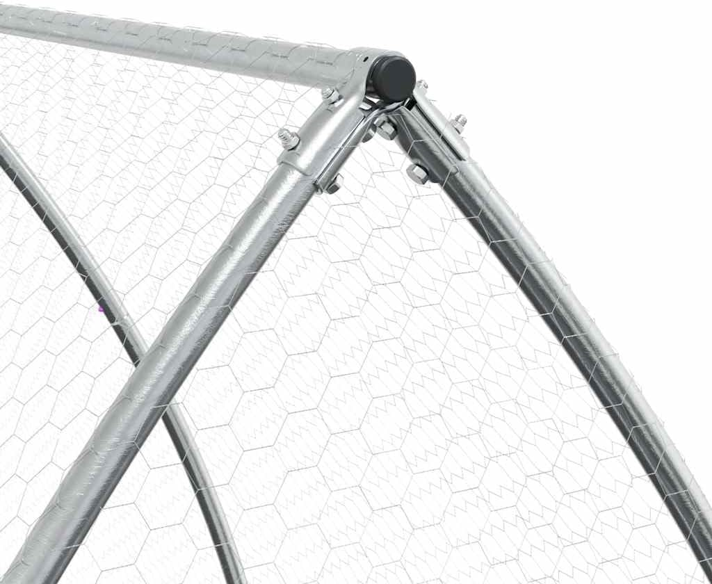 Vidavxl Chicken Cage Hen House - Galvanized Steel Poultry Coop for Chickens, Ducks, Rabbits - Outdoor Enclosure with Secure Lockable Door - Silver - 300X105X120 Cm