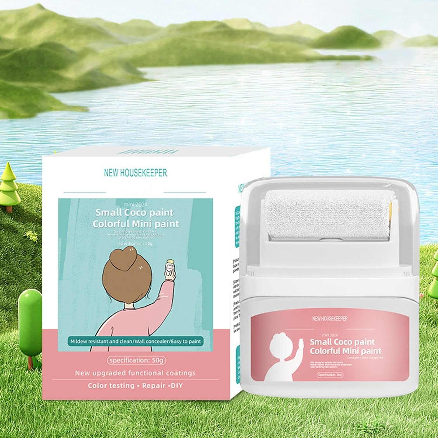 White Paint for Wall | Portable White Paint with Integrated Paint Roller - Scratch Repair Paint, Wall Repair Tool for Wall, Door, Cabinets, Wood, Furniture image number 1