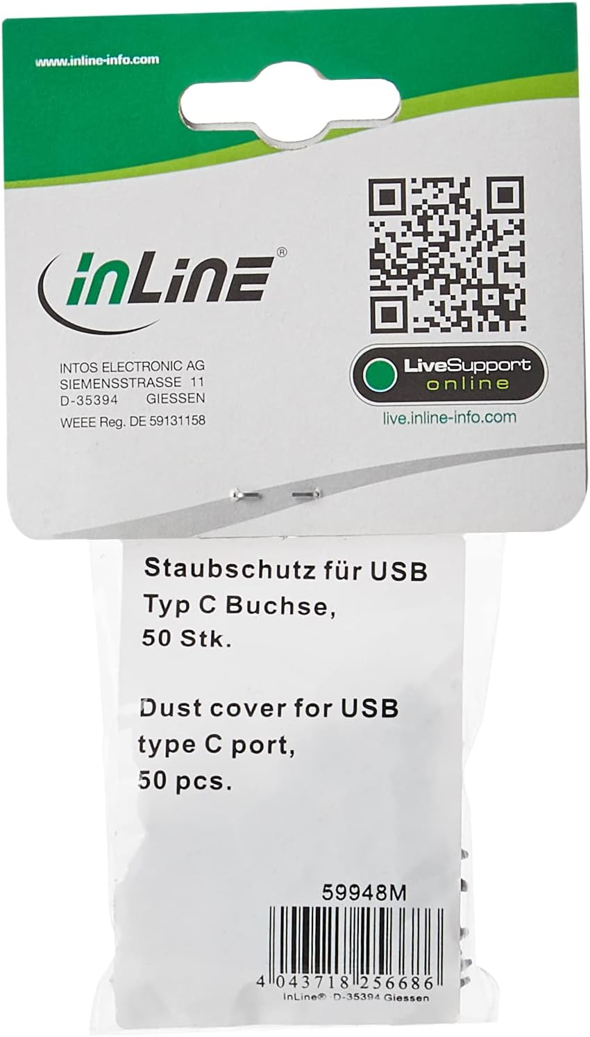 Inline 59948M50 Pack Dust Cover for USB Type-C Socket Black