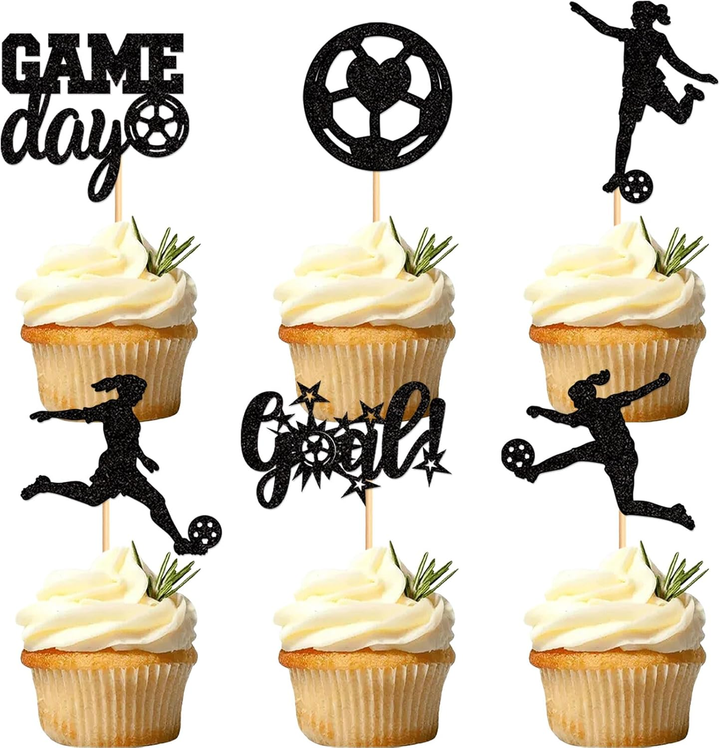 25 Pack Soccer Cupcake Topper Sport Theme Cupcake Picks Game Day Soccer Ball Toothpicks Football for Men Boys Birthday Decorations Supplies Man