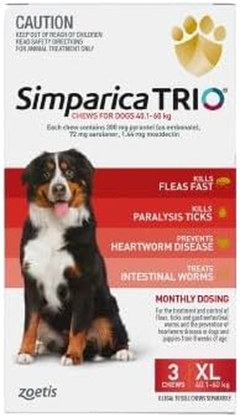 Simparicaa Trio for Extra Large Dogs 40.1-60Kg Red 6 Chews + 1 Free