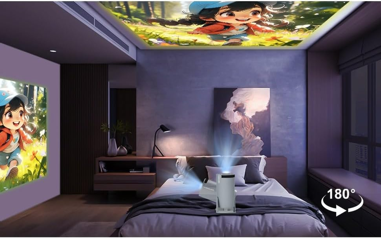 Magcubic HY300 PRO Portable Projector 4K Android 11 Dual Wifi6 1280X720P Resolution 260 ANSI Lumens 180&deg;Rotatable Outdoor Movie Projector - Grey