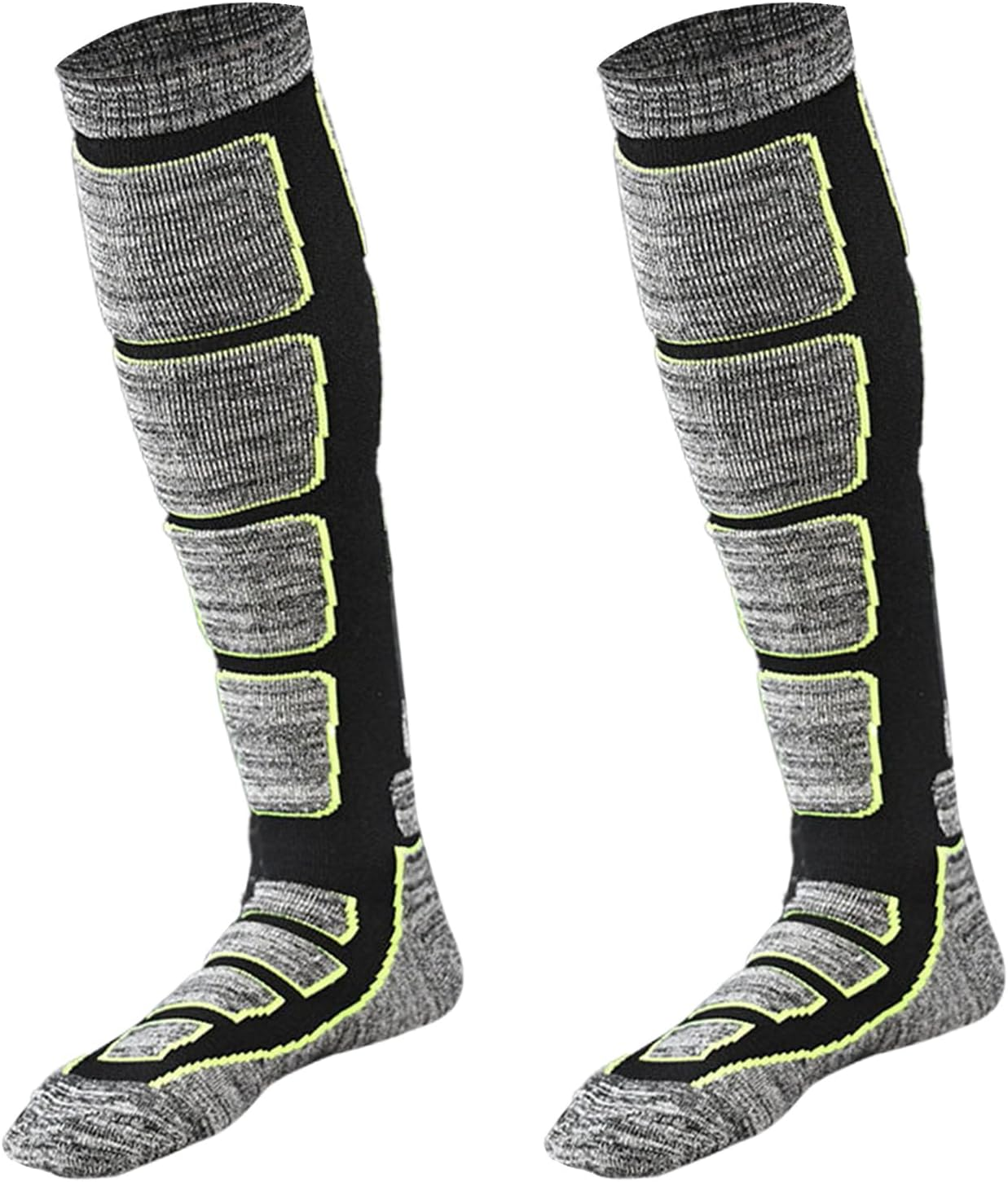 Dress Cici Ski Socks for Winter for Cold Feet, Thick Cushioned Knee High Cold Weather Socks to Keep Feet Warm (3 Pack) - Blue+Fluorescent Green+Orange image number 2