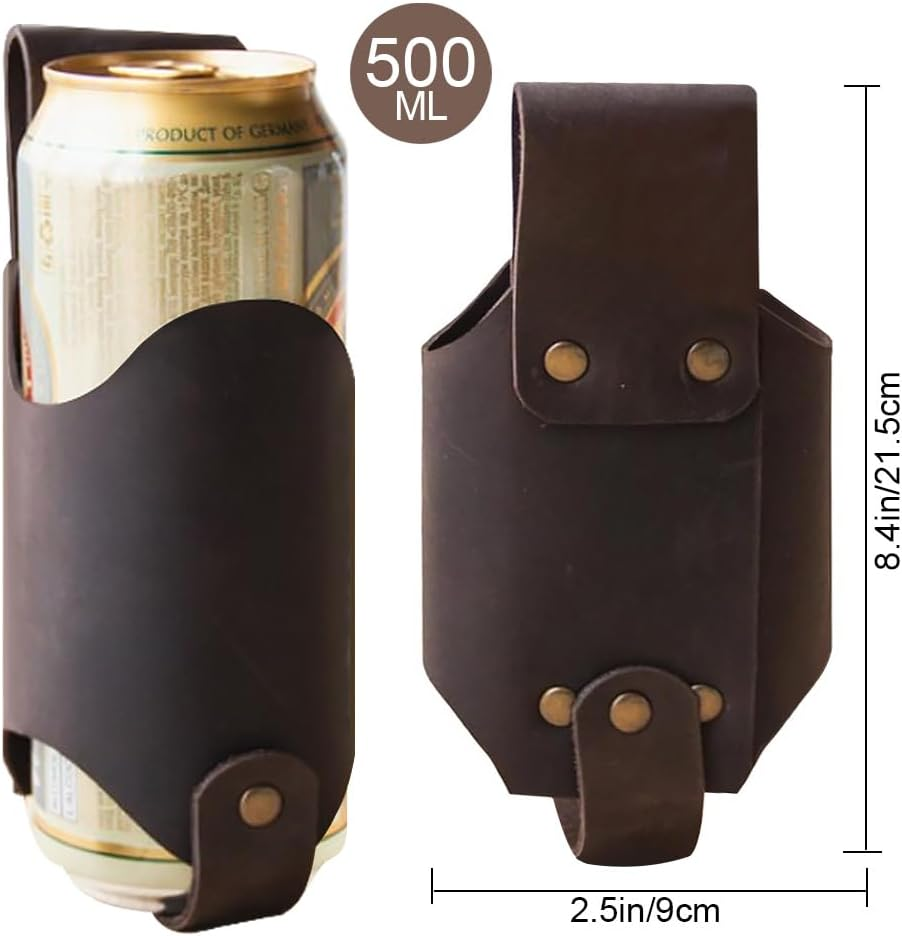 Belt Bottle Holder Pu Leather Beer Holsters Beer Belt Holder Beer Gifts Cool Beer Accessories Gadgets (1 PC) image number 2