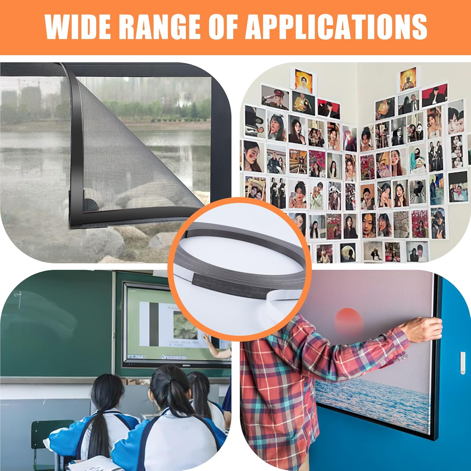 Magnetic Tape, Flexible Self Adhesive Magnetic Strip, 0.39'' Wide X 32 Ft Long Sticky Magnets for Whiteboard Art Projects, Perfect Magnetic Tape Roll for Craft and DIY Projects and Fridge Organization image number 4