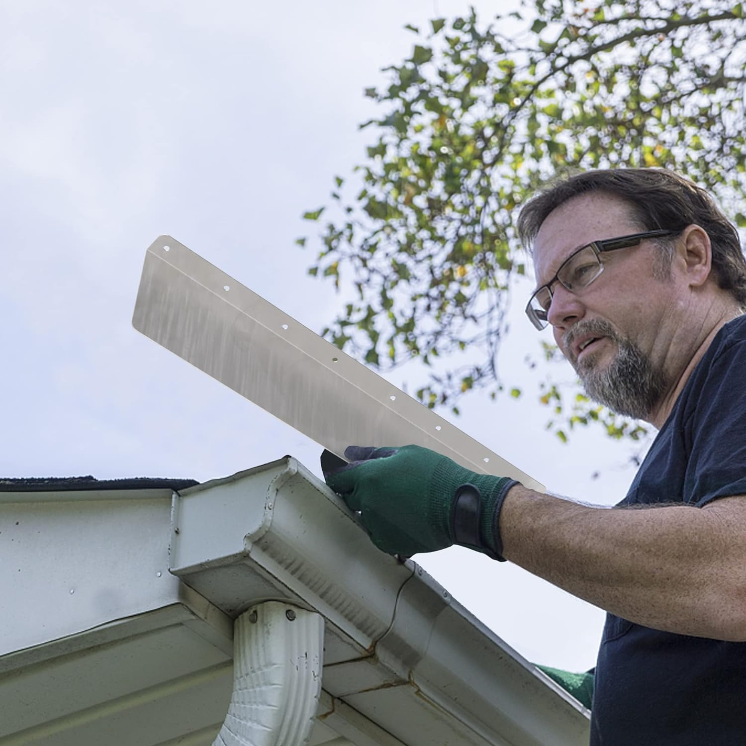 4 Pcs Gutter Valley Splash Guard,Straight Rain Diverter Roofing Gutter Guards,Rain Drip Gutter Guard for House Shingle Roofs Corner (4)