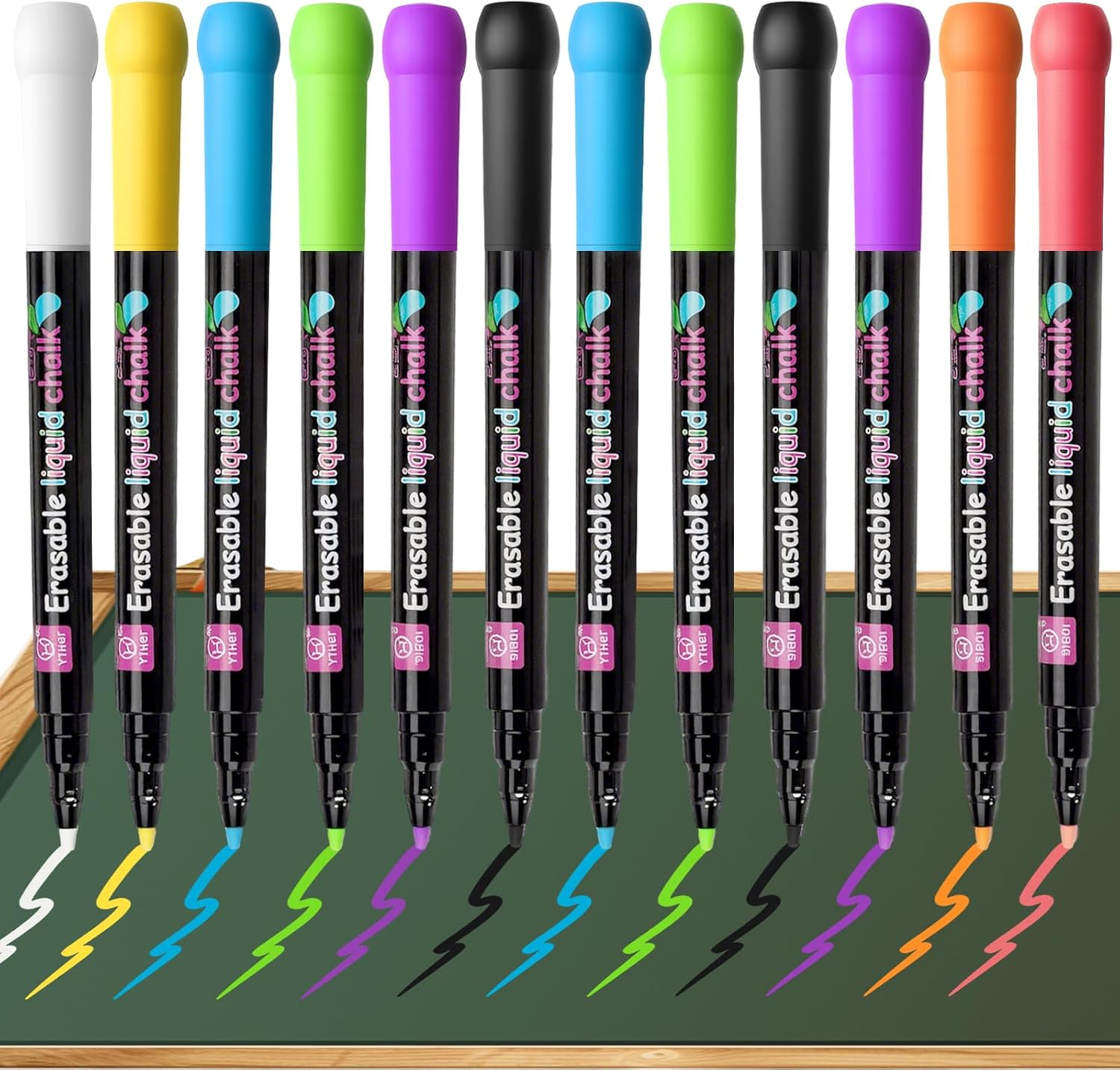 Dawntress Liquid Chalk Markers Pen for Blackboards, 12PCS Dry Erase Marker Pens for Glass & Chalkboards, Fine Tip Erasable Markers Chalk Pens for Windows, Signs, Menu Boards, DIY Drawing, Mirrors image number 3