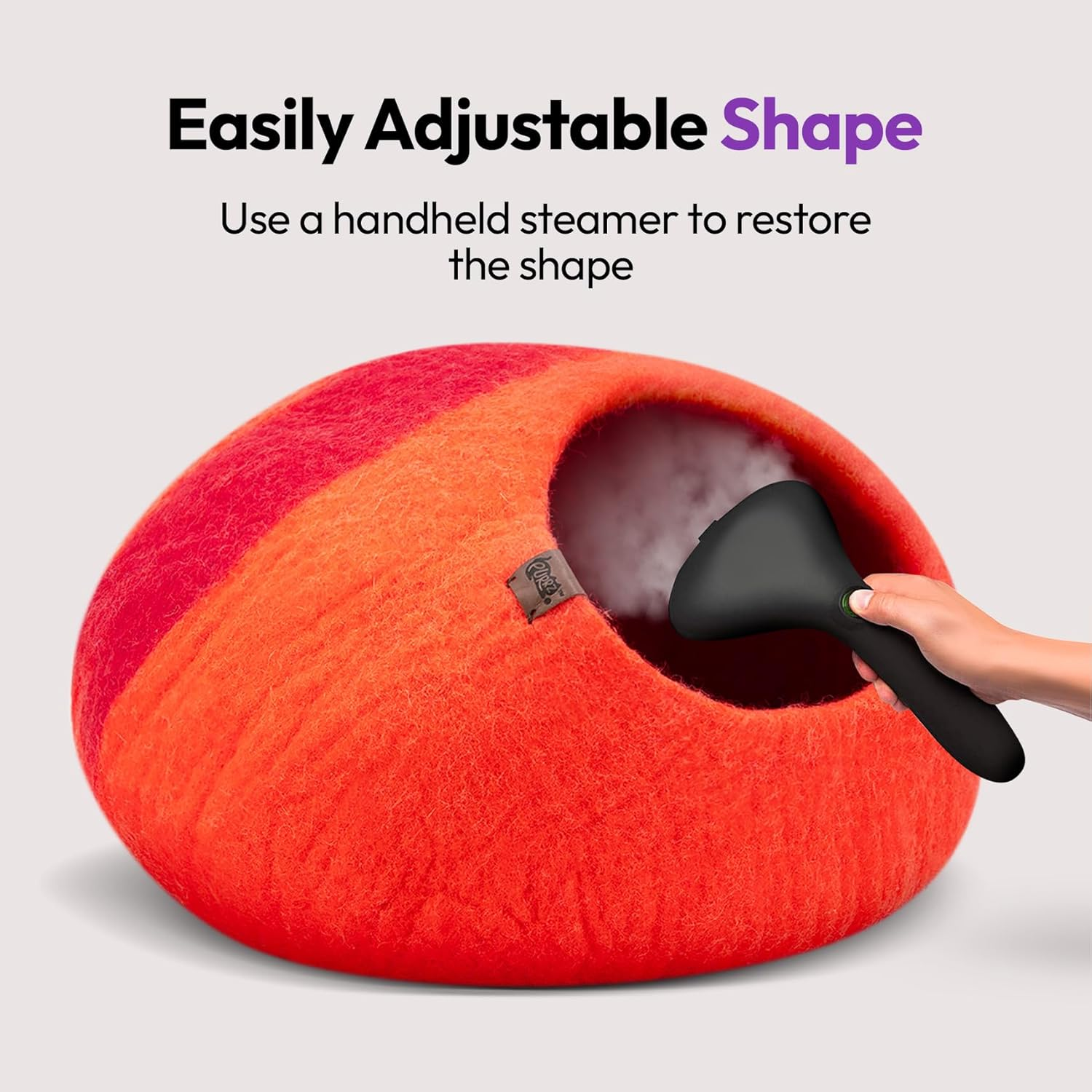 Eco Calming MOCHI Felt Cat Bed Cave (8 Designs) - Environmentally Friendly & Sustainable Handmade 100% Hypoallergenic Merino Wool Bed/House/Home/Pod/Cubby/Tent/Igloo for Cats, Kittens, Puppies and Small Dogs (Medium, Uluru) image number 6