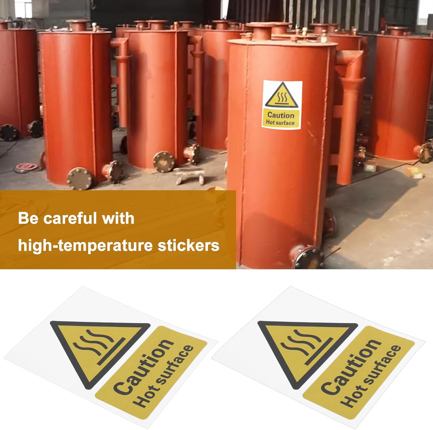 LT Easiyl Pack of 10 Caution Hot Surface Sign Stickers 11Cm X 9Cm Self-Adhesive Sticker Reminder Caution Heat Sign Hot Surface Sticker image number 1
