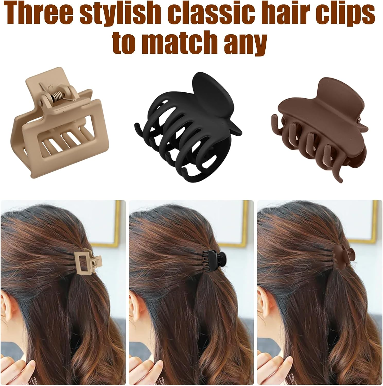 Set of 10 Hair Clips, Small Matt, 4 Cm Hair Clips, Women'S Set, Hair Clips with Double Row Teeth, Non-Slip Fashion Matte Haapanger, Thin Hair, Matte for Thin, Thick Hair (Natural Colours) image number 3