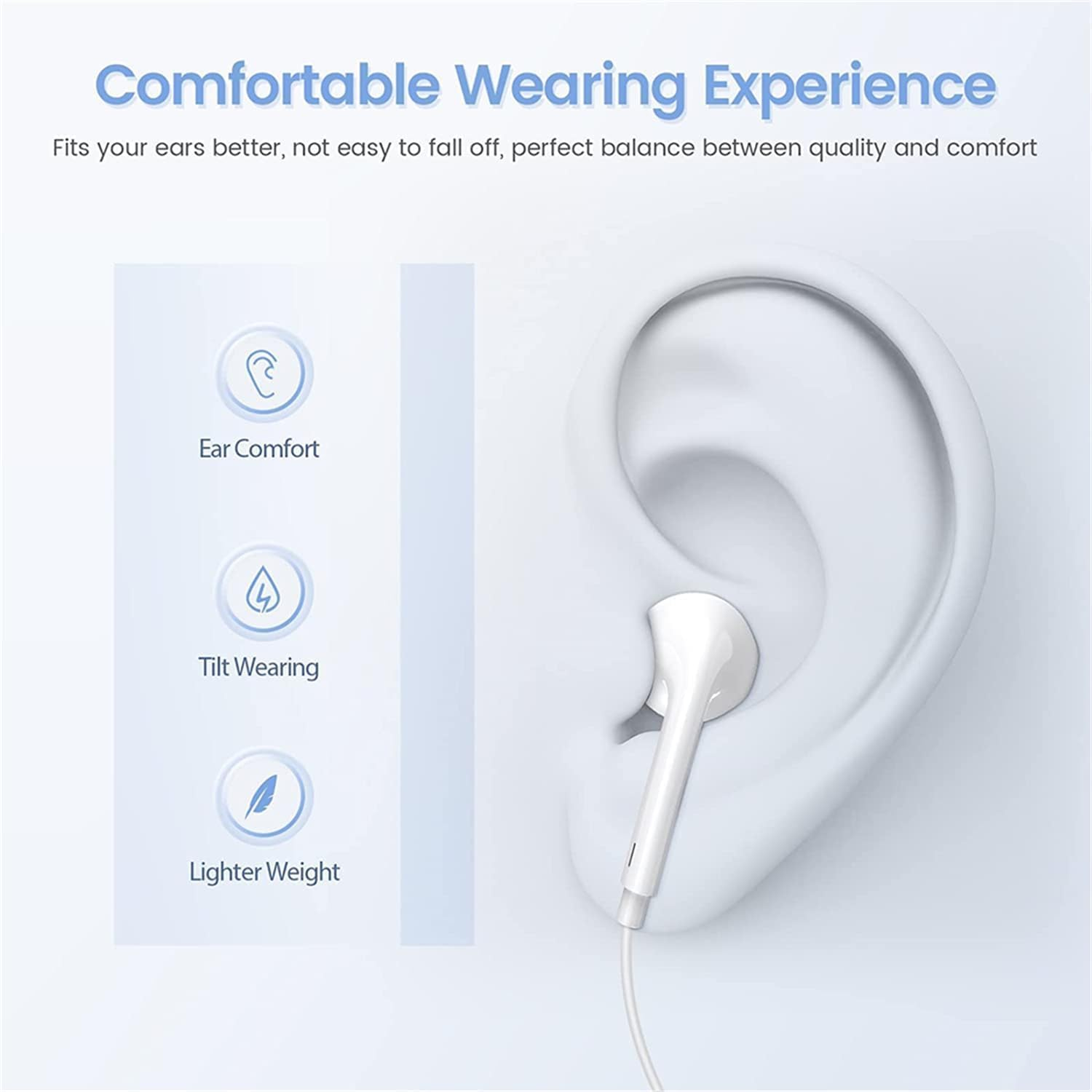Iphone Headphones with Cable, Cable Headphones for Iphone 14, In-Ear Headphones with Microphone and Hifi Stereo Earphones for Iphone 11 12 13 14 Pro Max/14Pro/Xr/Xs/X/Se/8/7/Plus/Ipad Air Mini image number 6