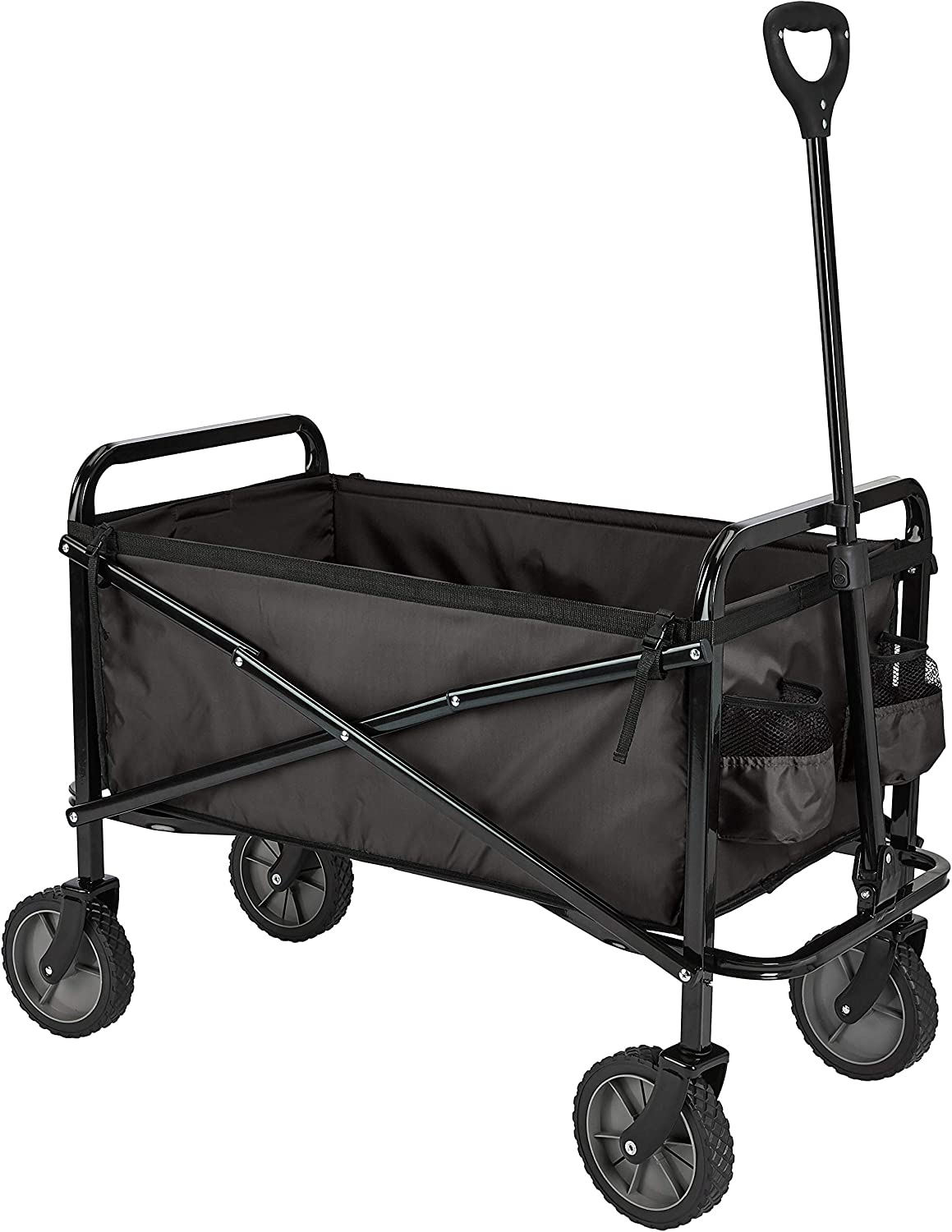 Amazon Basics Collapsible Folding Outdoor Utility Wagon with Cover Bag, Gray