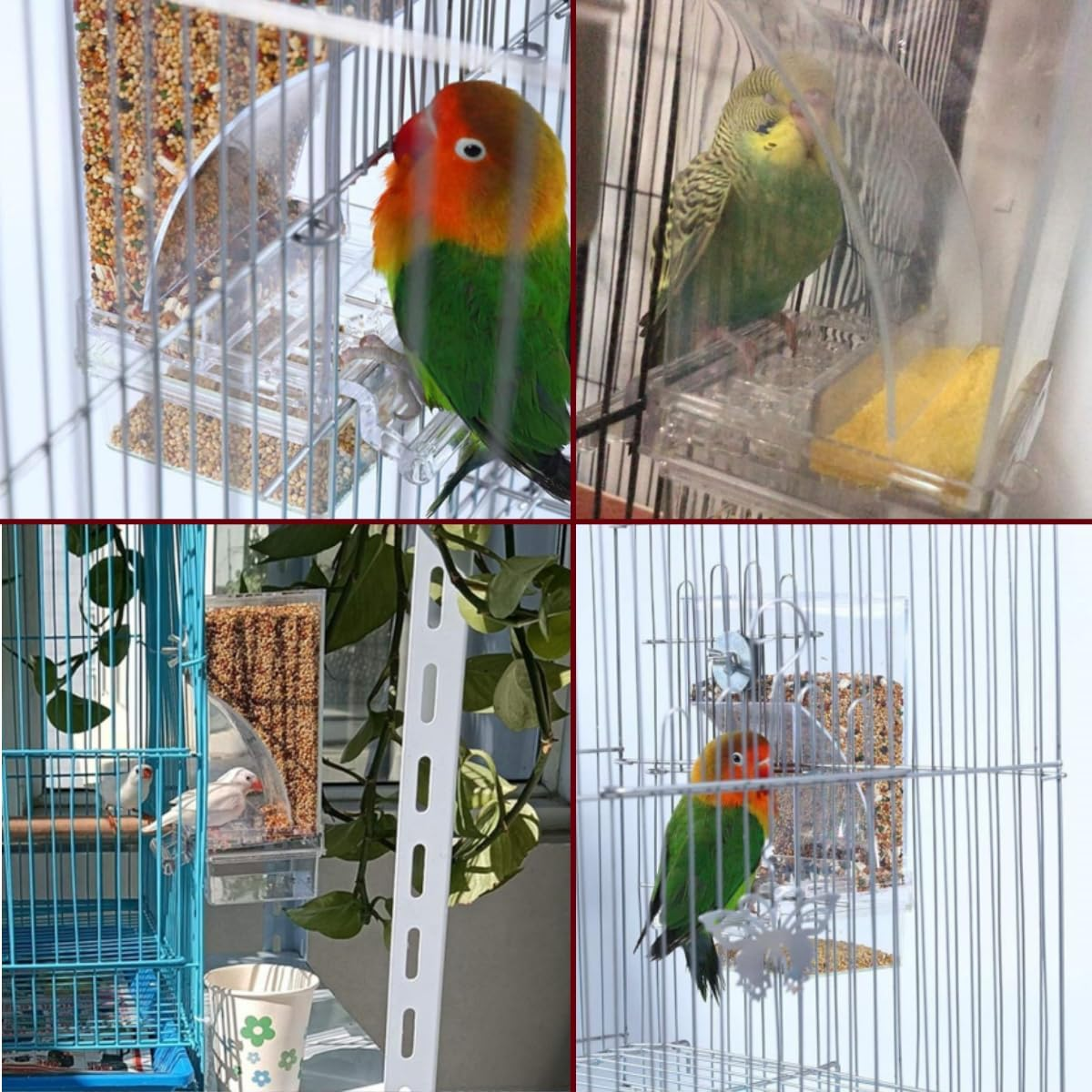Free Bird Cage Feeders, Automatic Bird Feeders, Clear Acrylic Seed Food Container Cage Accessories, Small Bird Feeders