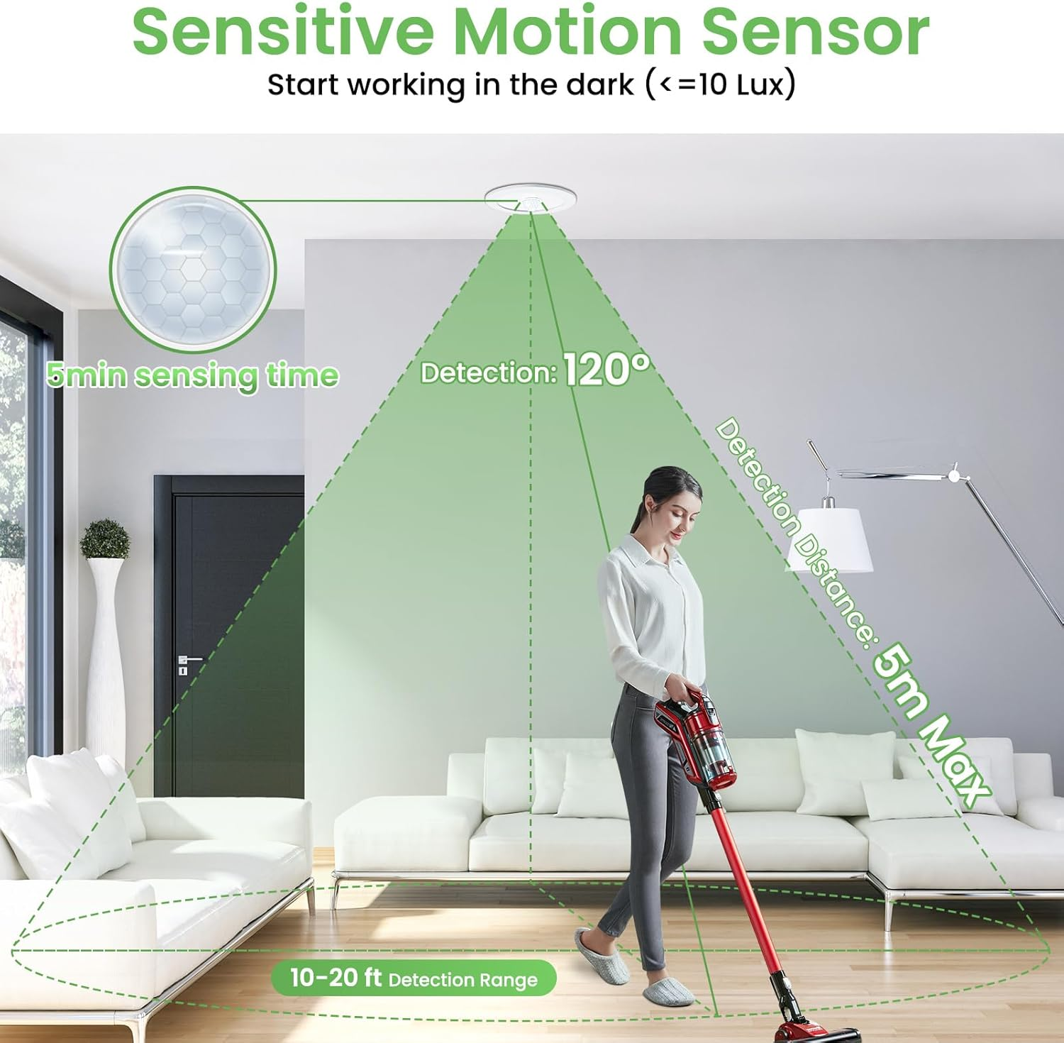 ALUSSO LIGHTING LED Recessed Ceiling Light with Motion Sensor, 12W 90-100Mm Cutout 3000K Warm/4000K Neutral/6500K Cool White Selectable Downlight, IP44 Waterproof for Balcony Corridor Entrance image number 5