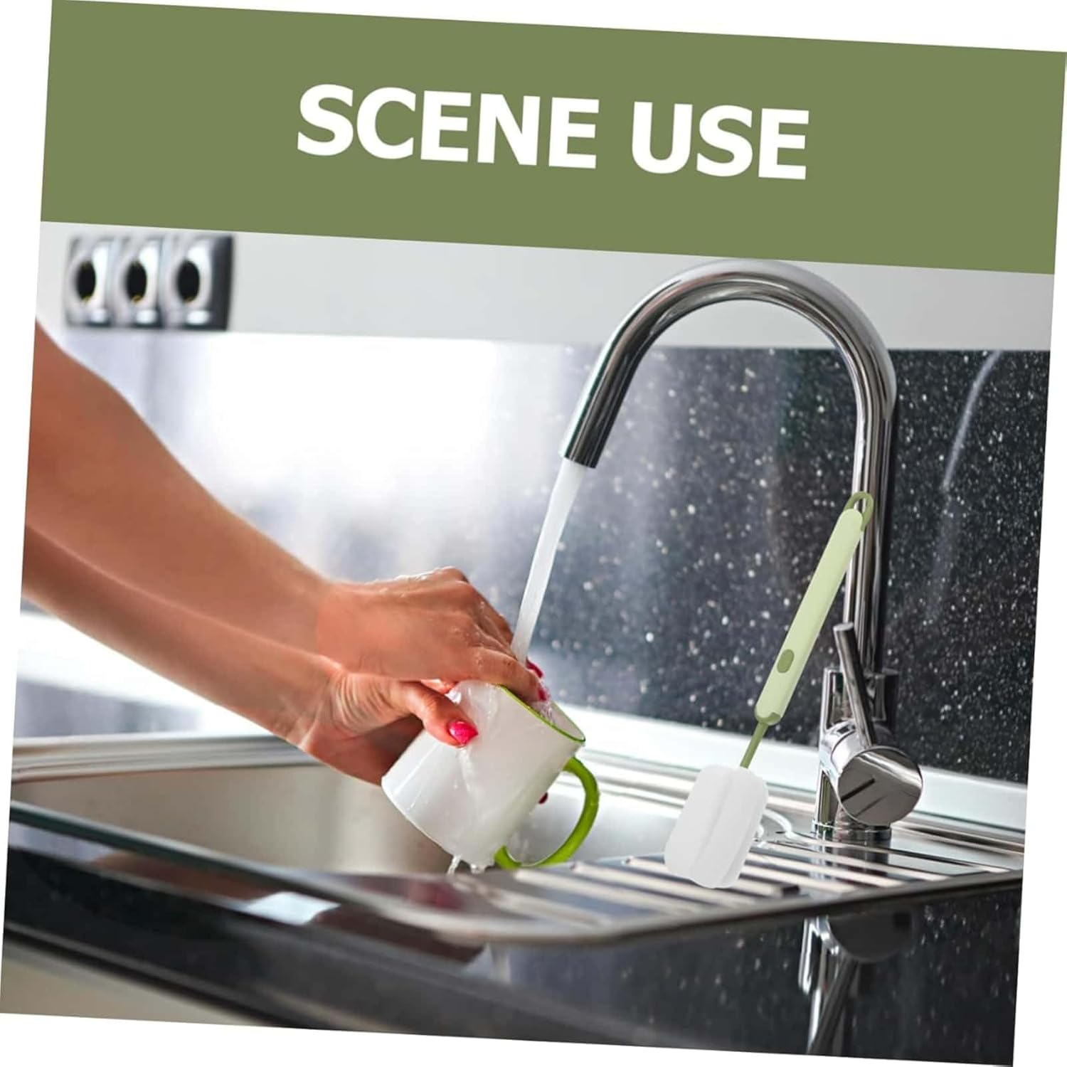 ARREBOL 3 Pack Bottle Cleaning Brush, Detachable & Scratch-Free Sponge Brush for Water Bottles, Glassware, Cups & Thermos image number 1