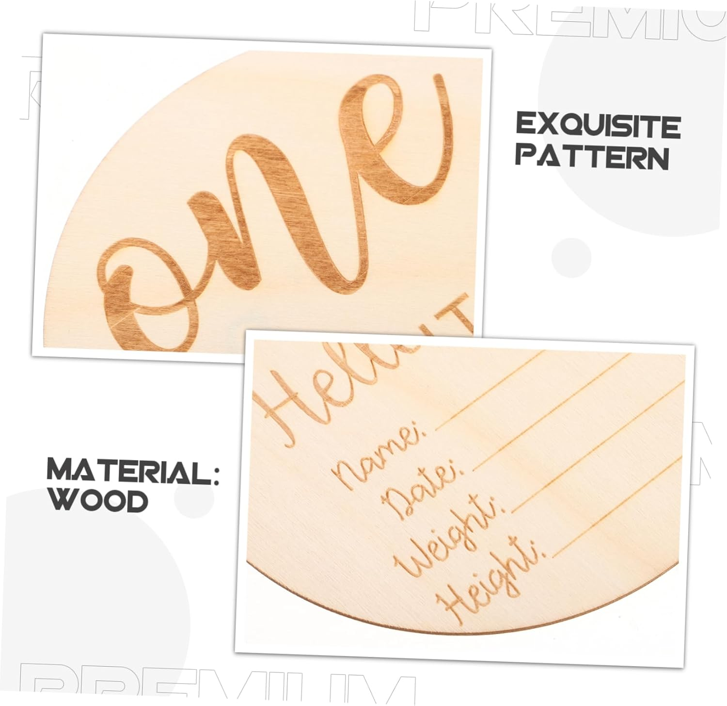 12Pcs Wooden Milestone Signs for Photoshoot Double Sided Engraved Monthly Discs Gender Neutral Announcement Photo Props for Newborn Boys and Durable Craftsmanship image number 2