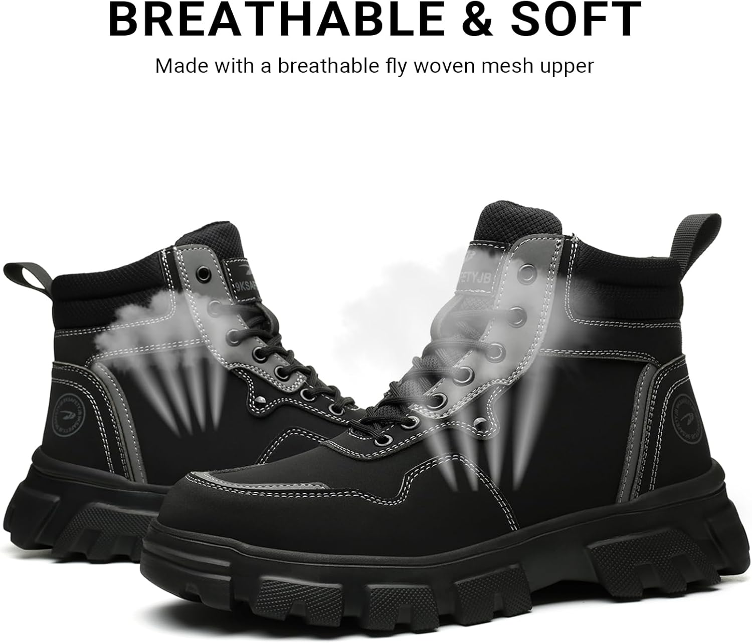 USOR Steel Toe Safety Boots Toe Cap Work Shoes for Men Women Resistant Lightweight Work Sneakers Comfortable Puncture Resistant Work Boots for Industrial Construction image number 7