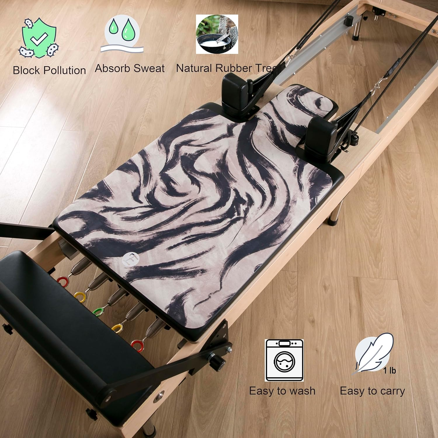 Echome Pilates Reformer Mat Towel, Pilates Reformer Mat Non Slip,Reformer Mat Easy to Wash Light Weight Portable (Tiger) image number 2